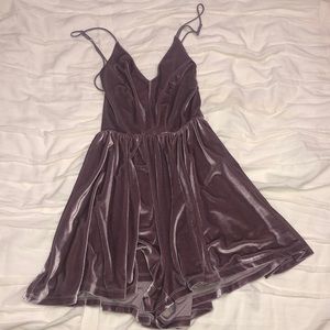 Purple velvet romper